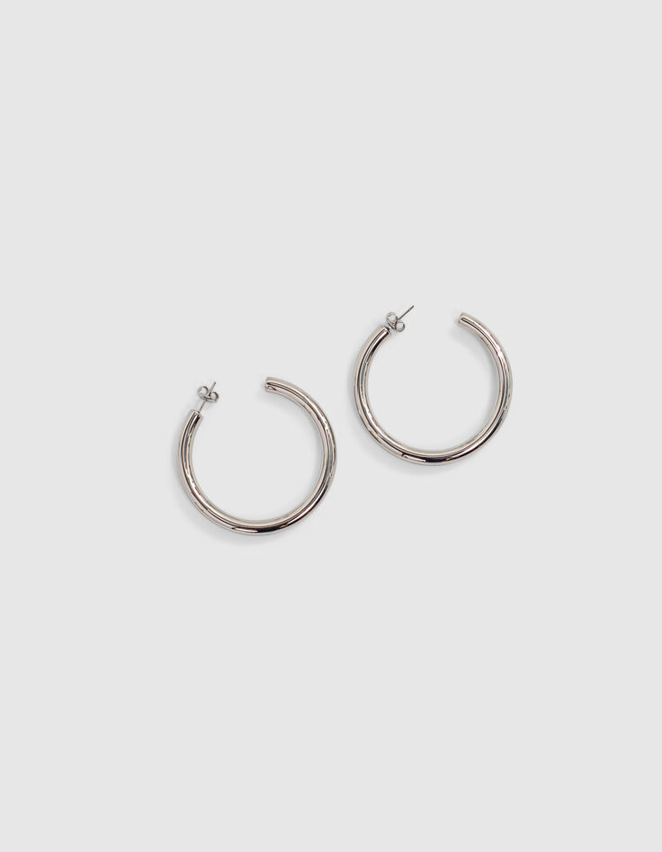 Boucles d'oreille créoles argenté femme-1