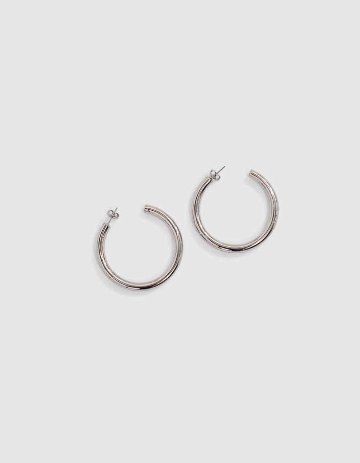 Boucles d'oreille créoles argenté femme-1 Boucles d'oreille créoles argenté femme-1