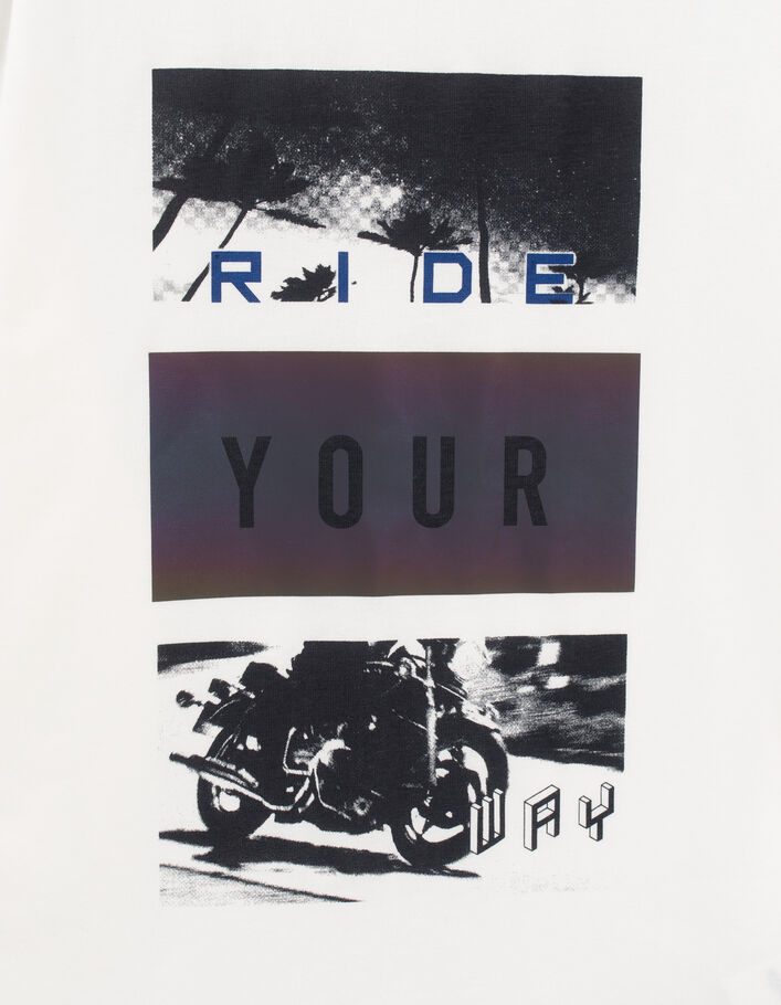 Boys’ white rider triptych image T-shirt - IKKS