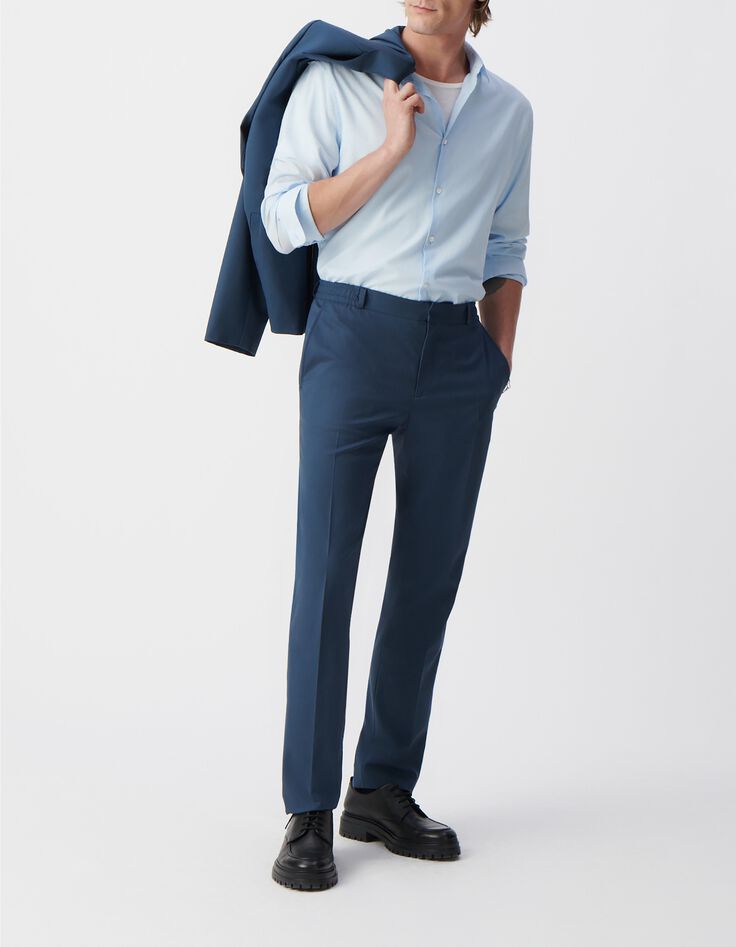 Hemelsblauw SLIM overhemd bio katoenvoile Heren-1