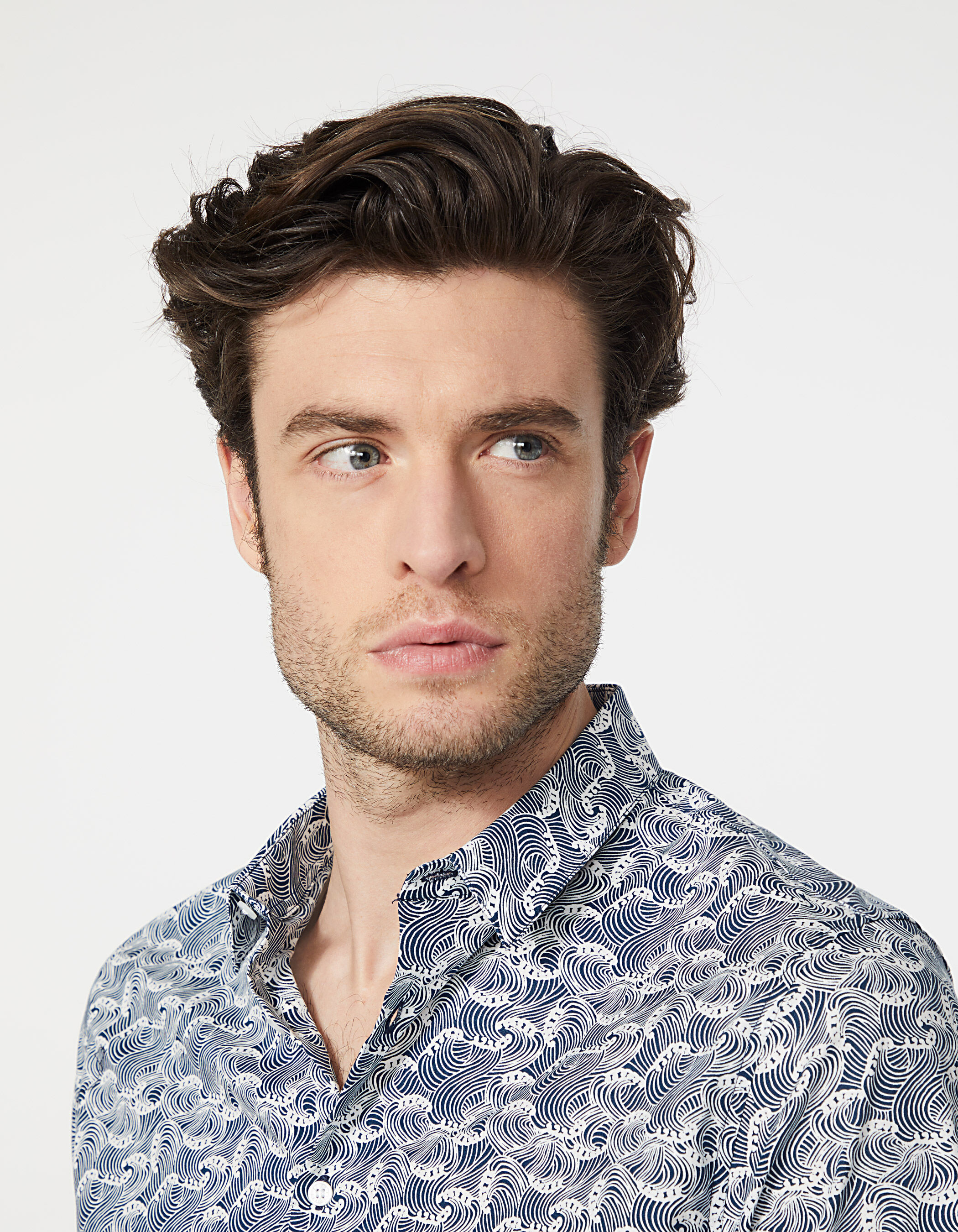 Chemise regular imprimee vagues indigo Homme IKKS