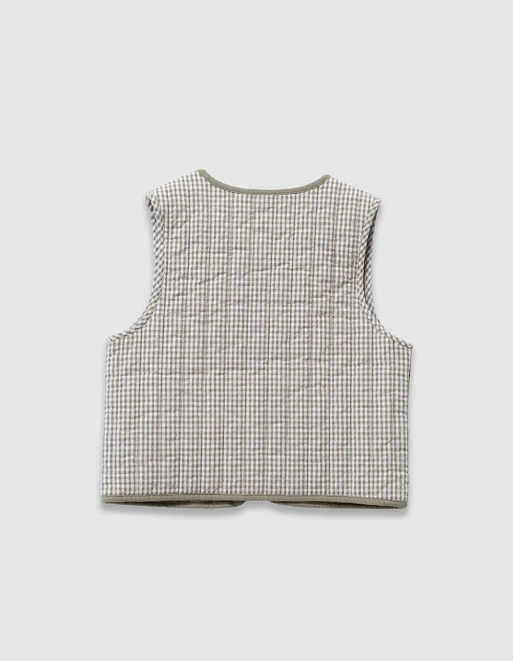 &Auml;rmellose, wendbare Weste in Khaki und Gingham M&auml;dchen-3