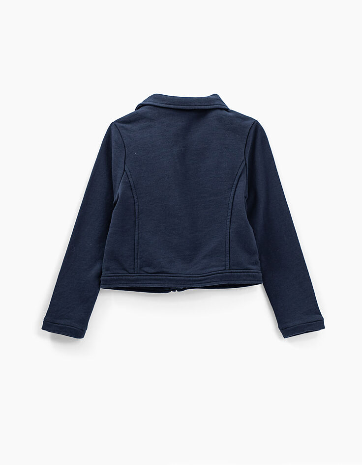 Veste navy esprit motard en molleton fille-4