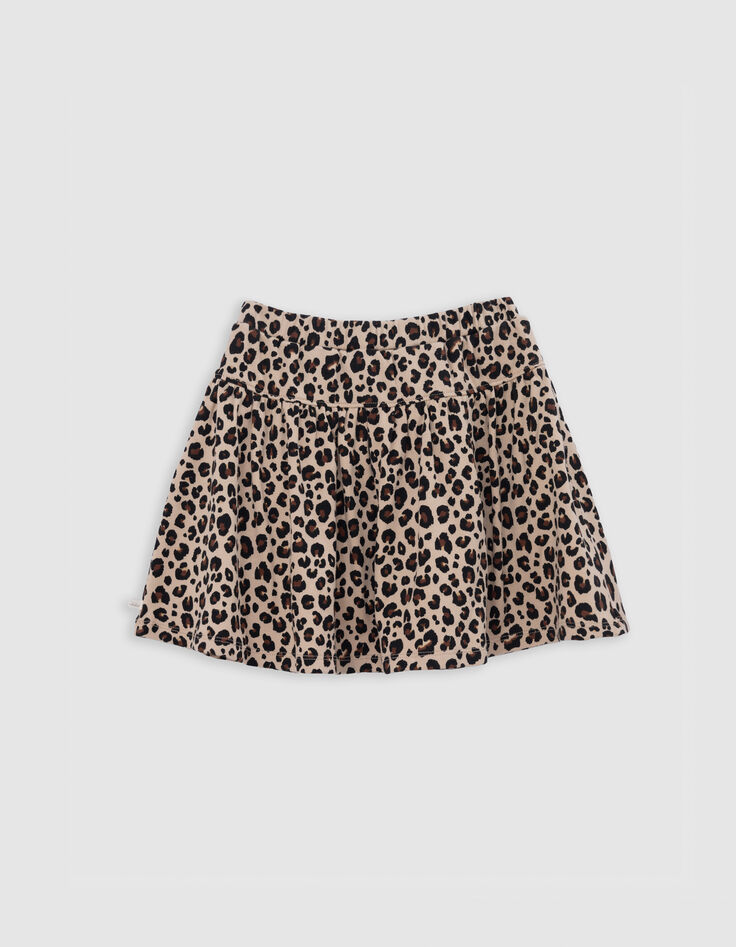 Jupe-short beige imprim&eacute; l&eacute;opard d&eacute;coupe fille-3