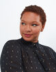Schwarze Bluse mit goldfarbenen Foil-Blumen I.Code-4