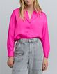Chemise fuchsia satinée froissée Femme-2