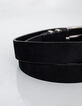Cinturón negro de cuero nobuk con doble trabilla para hombre-3