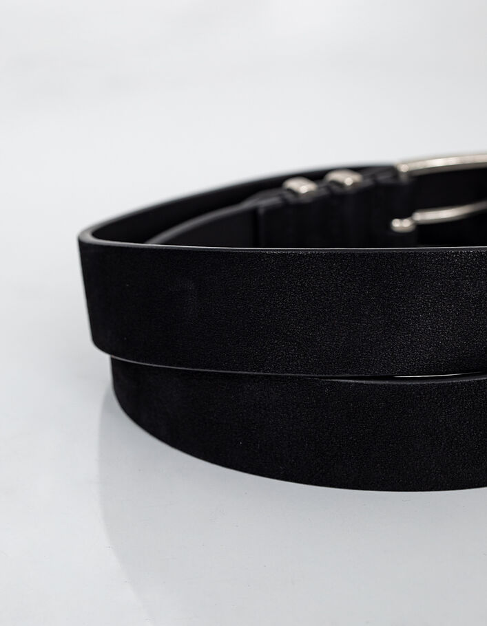 Cinturón negro de cuero nobuk con doble trabilla para hombre - IKKS