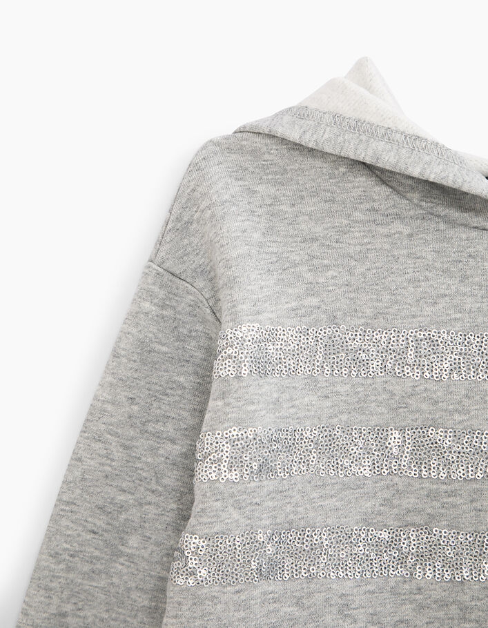 Gechineerd grijze jurk met gestreepte sweater voor meisjes - IKKS