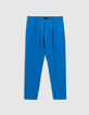 Pantalon de costume droit bleu Femme-4
