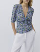 Blouse lilas effet drapé imprimé maxi fleurs Femme -1