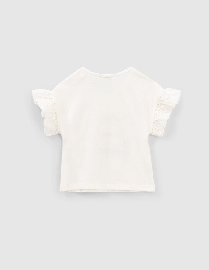 Camiseta blanco roto coche y bordado bebé niña - IKKS