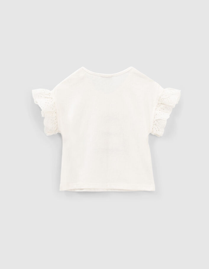 Baby girls' off-white car and embroidery T-shirt - IKKS