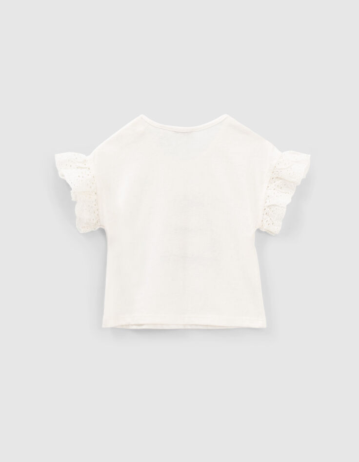 Baby girls' off-white car and embroidery T-shirt-2
