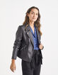 I.Code black studded biker-style jacket-4