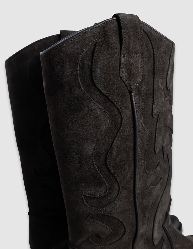 Women's brown suede santiag boots-7