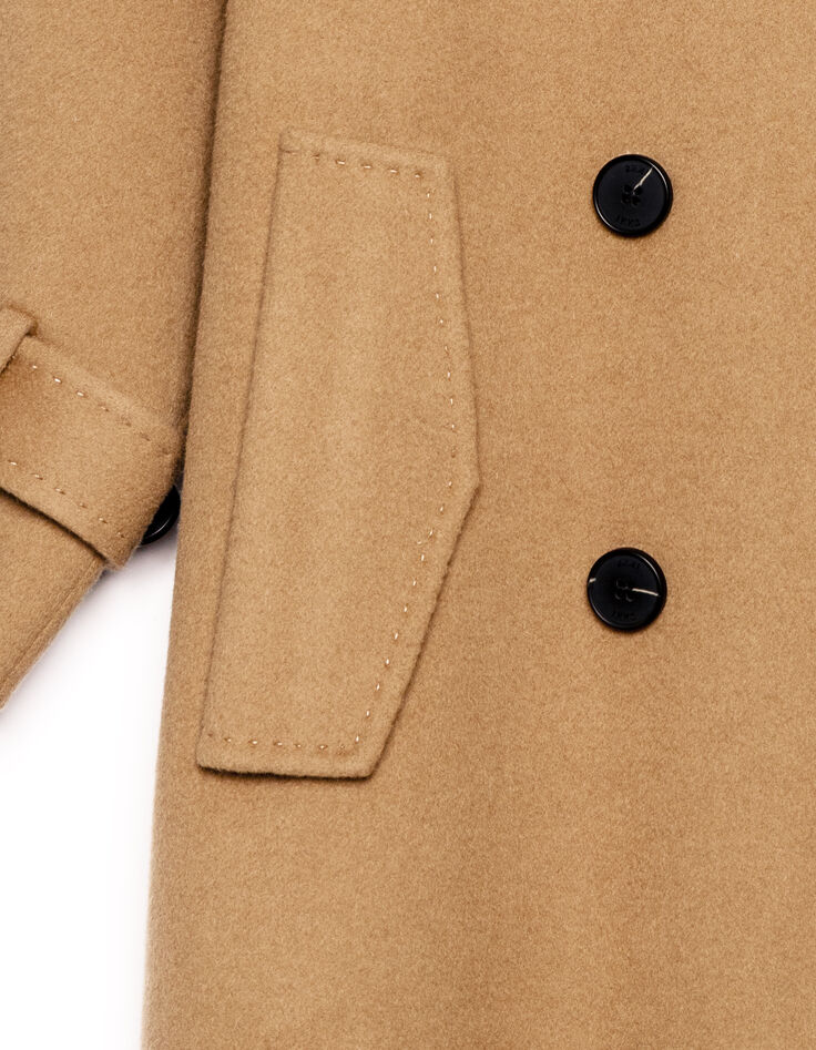 Manteau long camel lainage esprit trench Femme-7