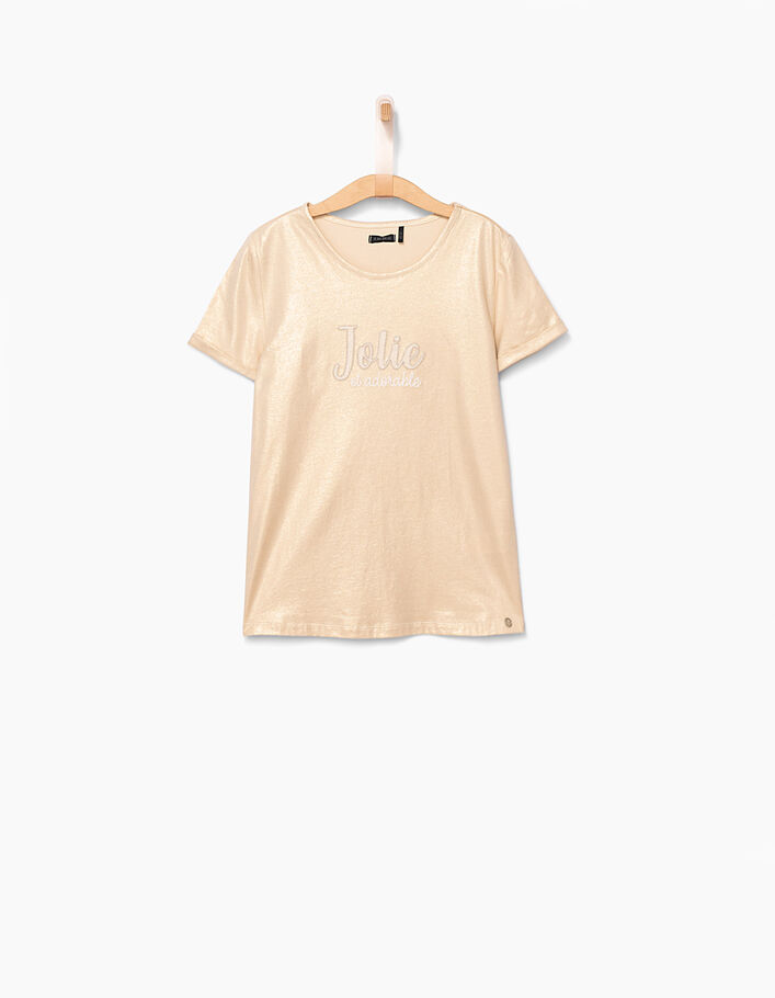 Girls’ gold Jolie et Adorable embroidered T-shirt - IKKS