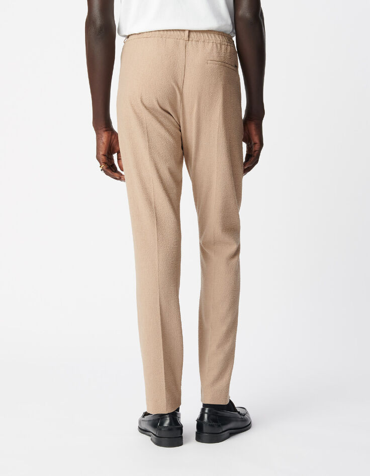 Pantalon de costume beige fonc&eacute; seersucker Homme-2