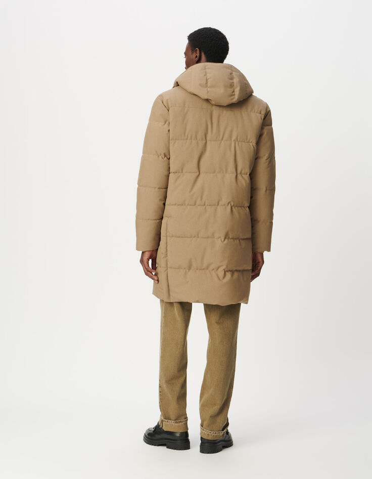 Lange beige pufferjas WATERPROOF Heren-4