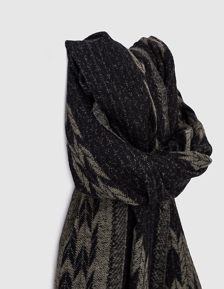 Fular caqui y negro jacquard motivo calaveras Hombre-2