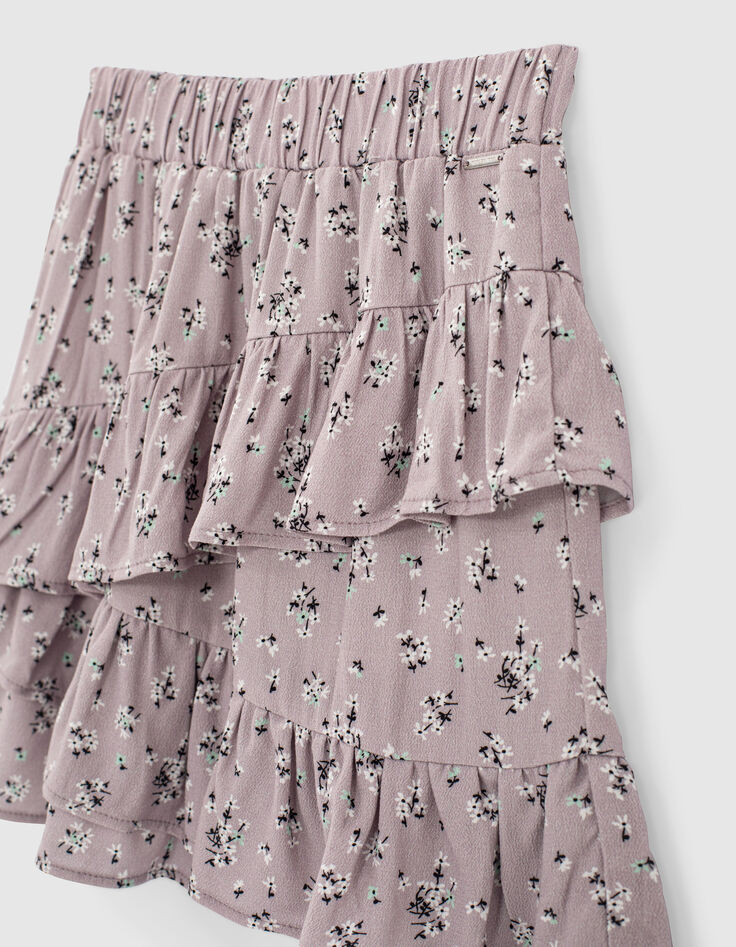 Falda corta parma estampado micro flores volantes ni&ntilde;a-7