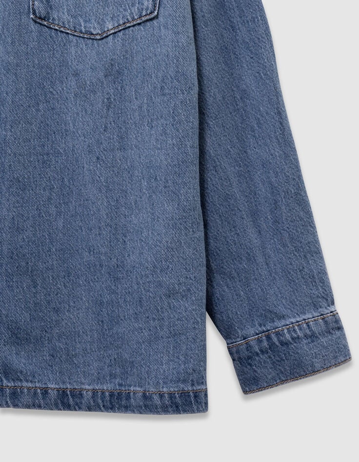 Camisa vaquera azul oversize niña-7