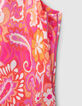 Rosa Mädchenkleid mit psychedelischem Print-5