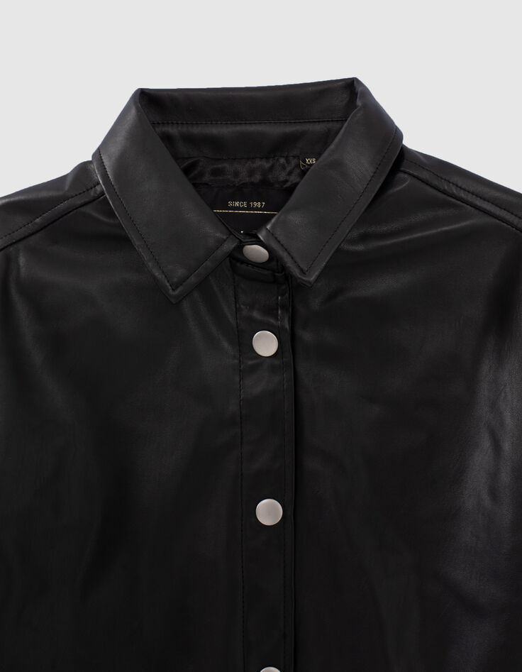 Schwarzes Mädchenoberhemd aus Synthetikmaterial-3