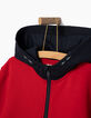 Mittelrote Jungen-Sweatjacke, marineblaue Kapuze -4