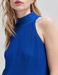 Women’s cobalt recycled pleated top with American armholes-5