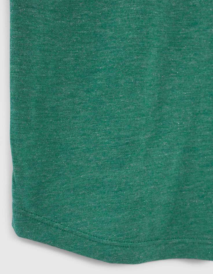 Tee-shirt vert lurex encolure V bijou Femme-3 Tee-shirt vert lurex encolure V bijou Femme-3