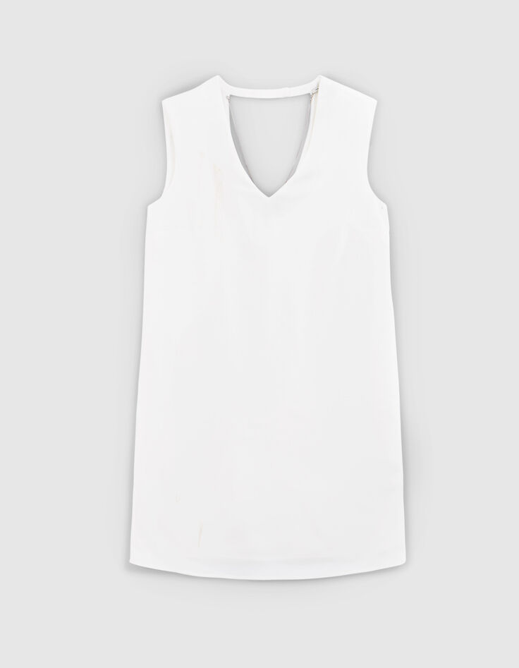 Vestido blanco roto reciclado collar detrás mujer-6