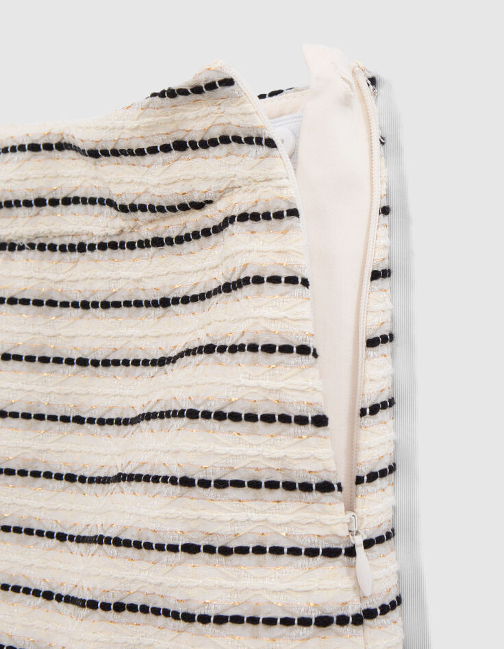 Cremeweißer Mädchenrock mit Streifenjacquard-6