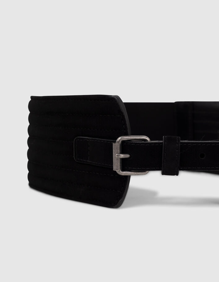 Large ceinture noire cuir velours spécial robe Femme