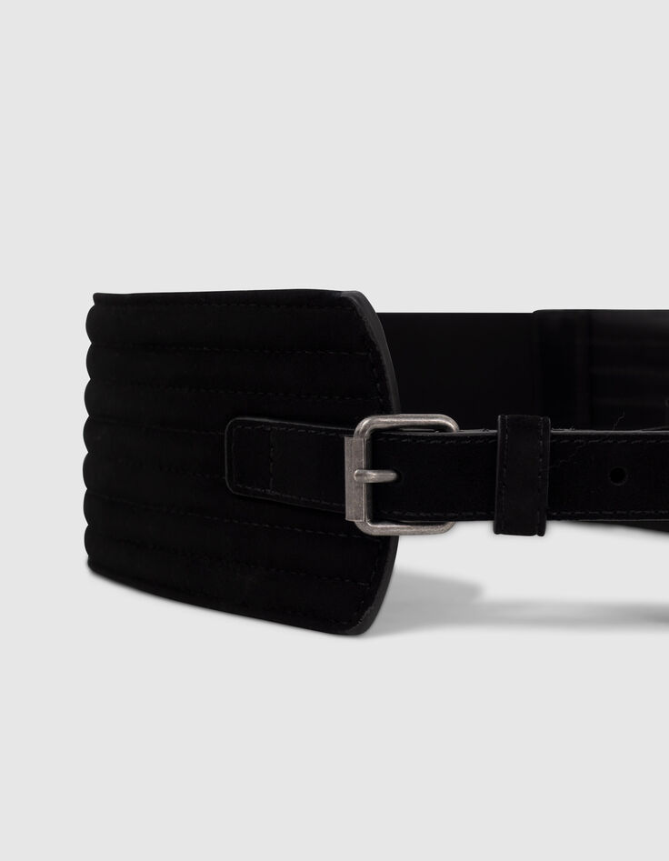 Brede zwarte riem suèdeleer voor jurken Dames-4