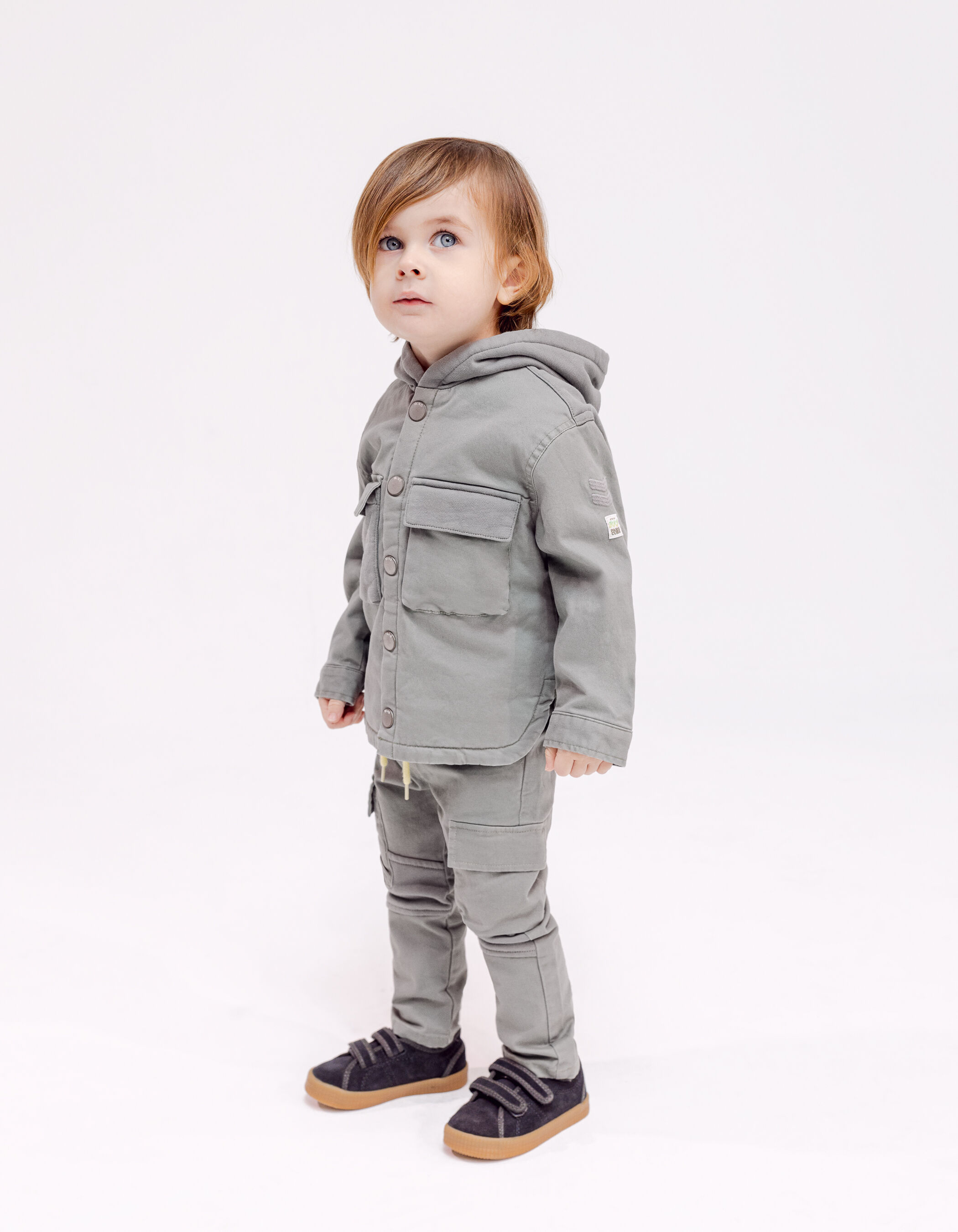 Parka caqui bimaterial bebe nino