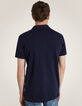 Men&rsquo;s navy mixed fabric polo shirt with jersey back-3