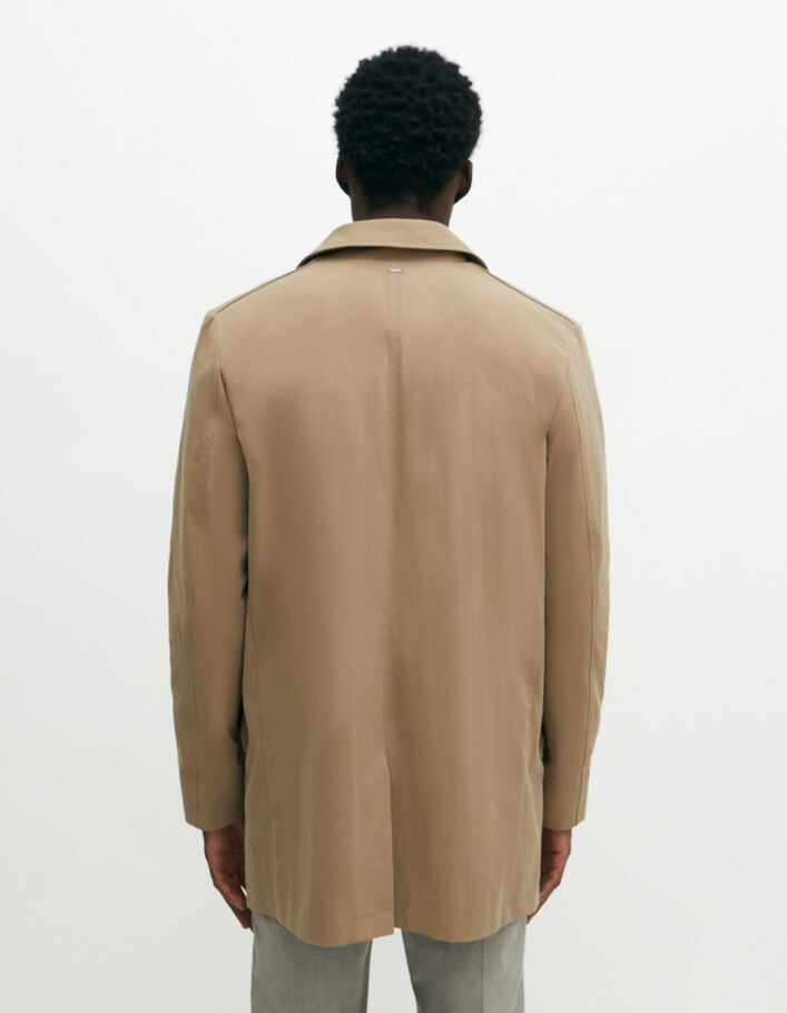 Men’s beige trench coat with zipped pockets - IKKS