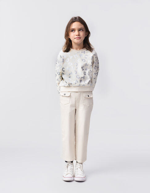 Sweat écru lettres métallisées TAMAGOTCHI x IKKS fille - IKKS