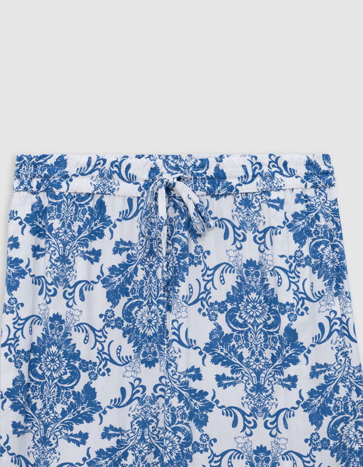 Dames LENZING™ ECOVERO™ blauwe broek met aardewerk print-5