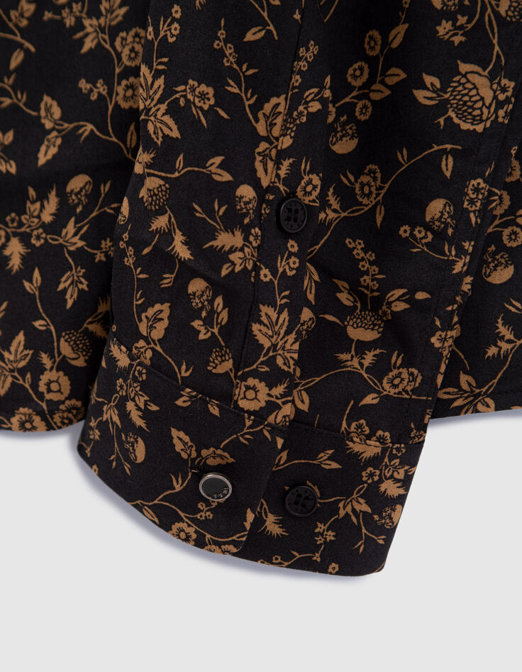 Zwart LENZING&trade; ECOVERO&trade; SLIM overhemd bloemenmotief cappuccino Heren-6
