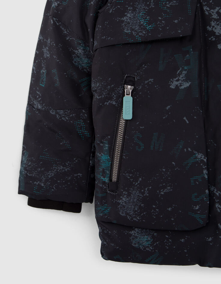 Parka negra estampado gráfico niño-4