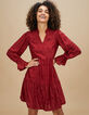 I.Code garnet red dress with ruffles & eyelet embroidery-2
