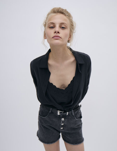 Women’s 2-in-1 black silk crepe Pure Edition blouse