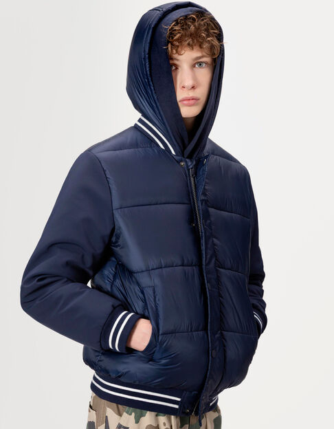 Plumas azul marino bimaterial capucha niño - IKKS
