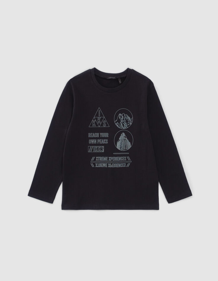 T-shirt noir bio visuels encre picots réfléchissants garçon-2