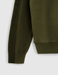 Pull kaki bi-mati&egrave;re avec visuel emboss&eacute; gar&ccedil;on-5