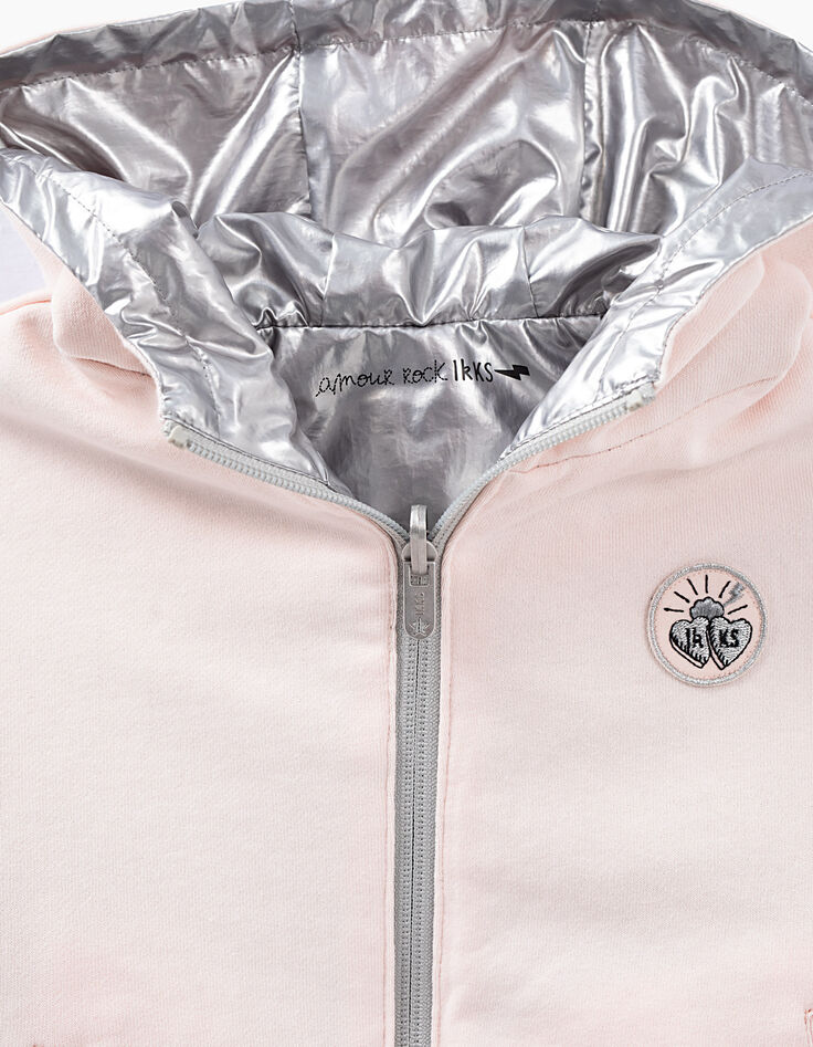 Blouson réversible argent et rose pâle fille-8