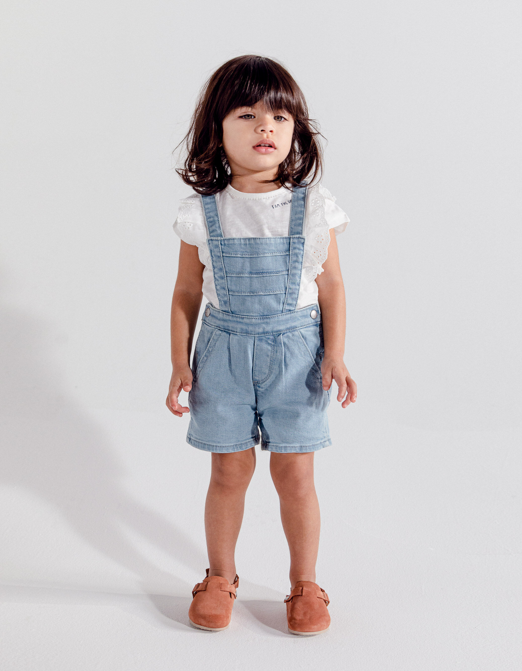 Baby girl denim short 2024 dungarees